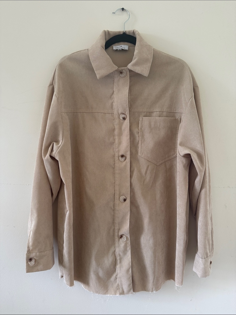 Women’s Beige Corduroy oversized Button-Up Shacket / Shirt